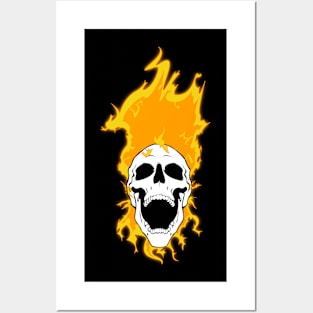 Flaming Skull Posters and Art